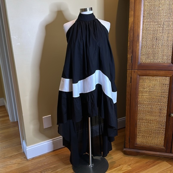 Stelios Koudounaris Black White High Low Ruffle Dress SzSmall - Picture 8 of 9